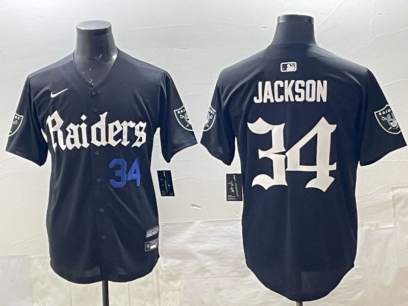 Men 2025 Oakland Raiders 34 Jackson black 6th generation Joint Name Nike Limited NFL Jersey style 02